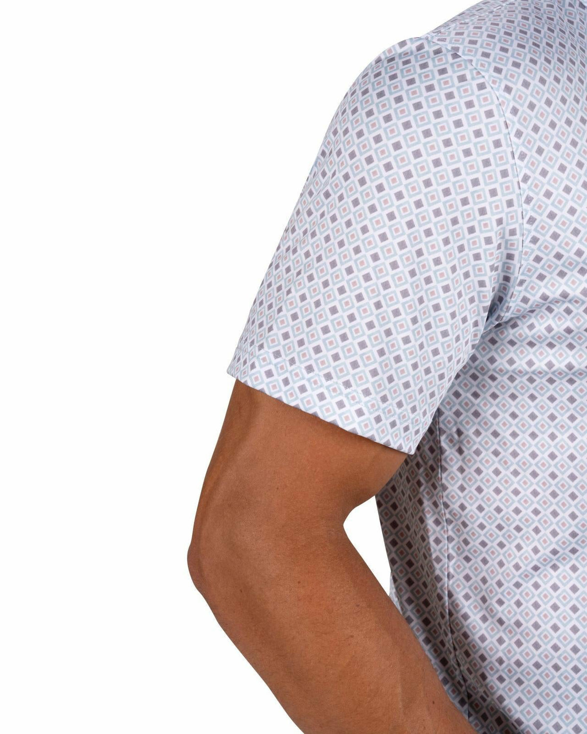 Men's Green and White Personality Golf Polo with Diamond Design