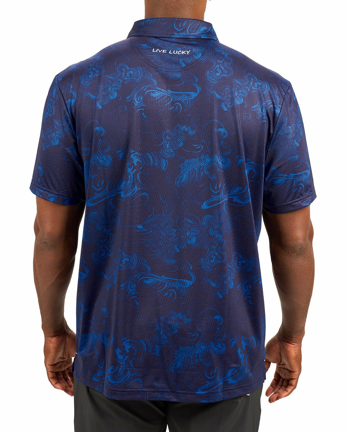 Performance Men's Navy and Royal Printed Polo