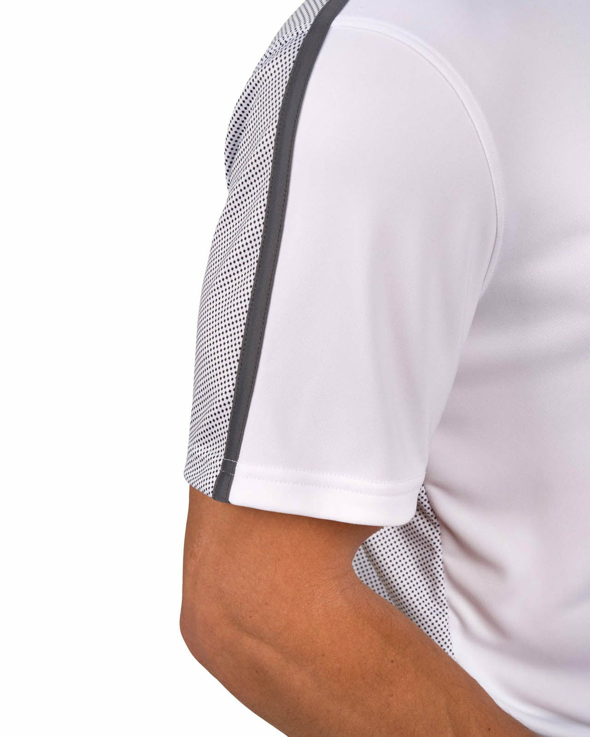 Men's White and Black Polka Dot Polo for Golf or Business