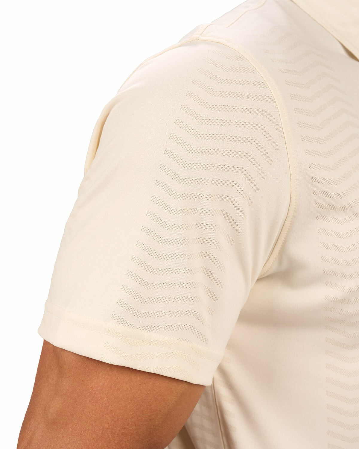 Men's Versatile Chalk White Solid Patterned Polo