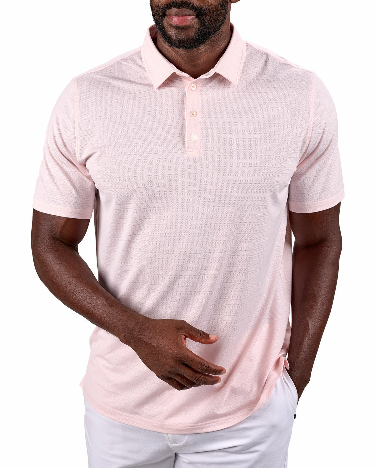 Light Pink Jacquard Textured Polo for Golf or Business