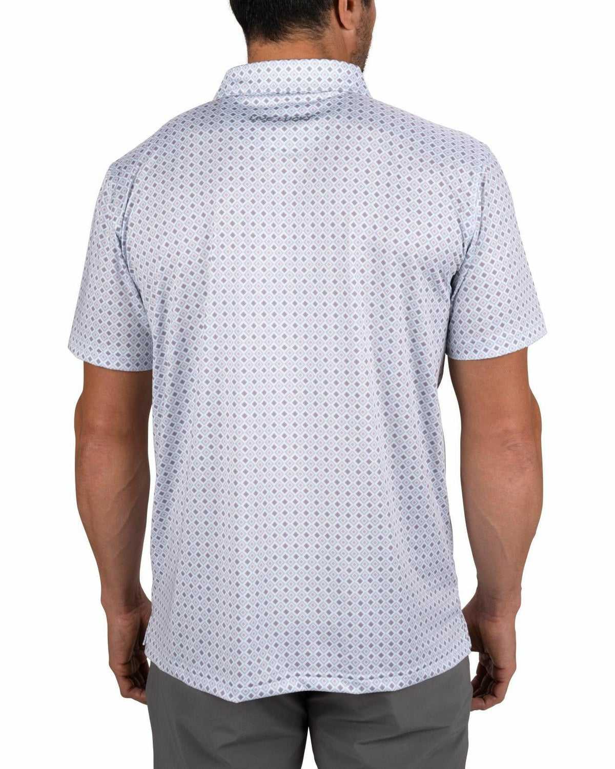 Men's Green and White Personality Golf Polo with Diamond Design