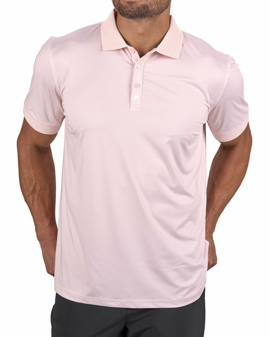 Modern Men's Light Pink Performance Polo for Golf or Business