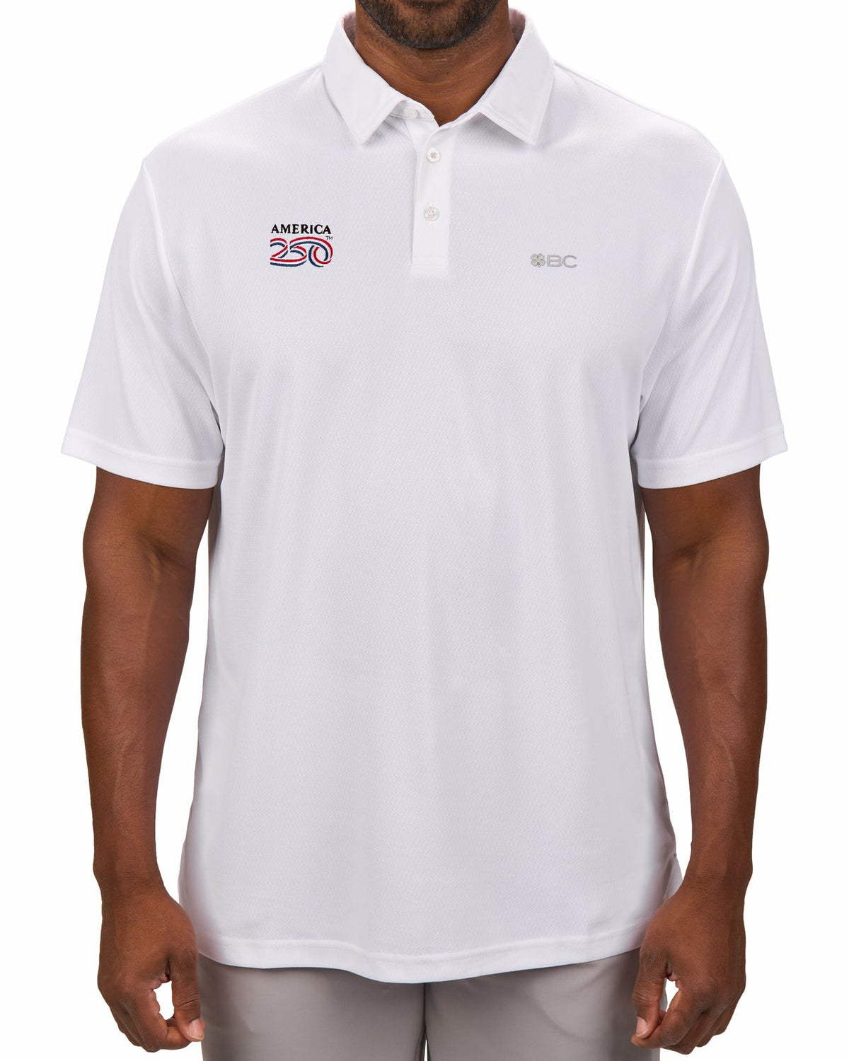 Men's Solid White Golf Polo - America 250th Edition
