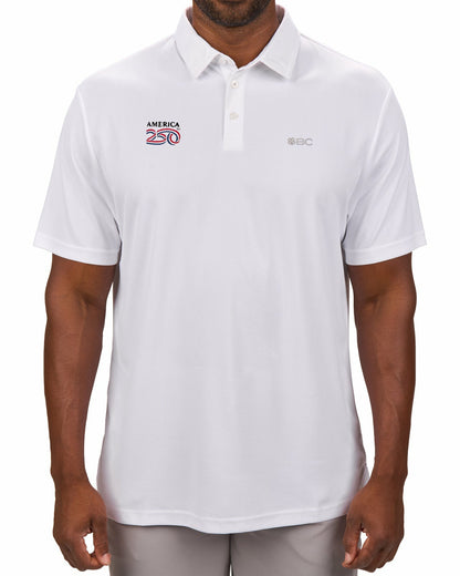 Men's Solid White Golf Polo - America 250th Edition