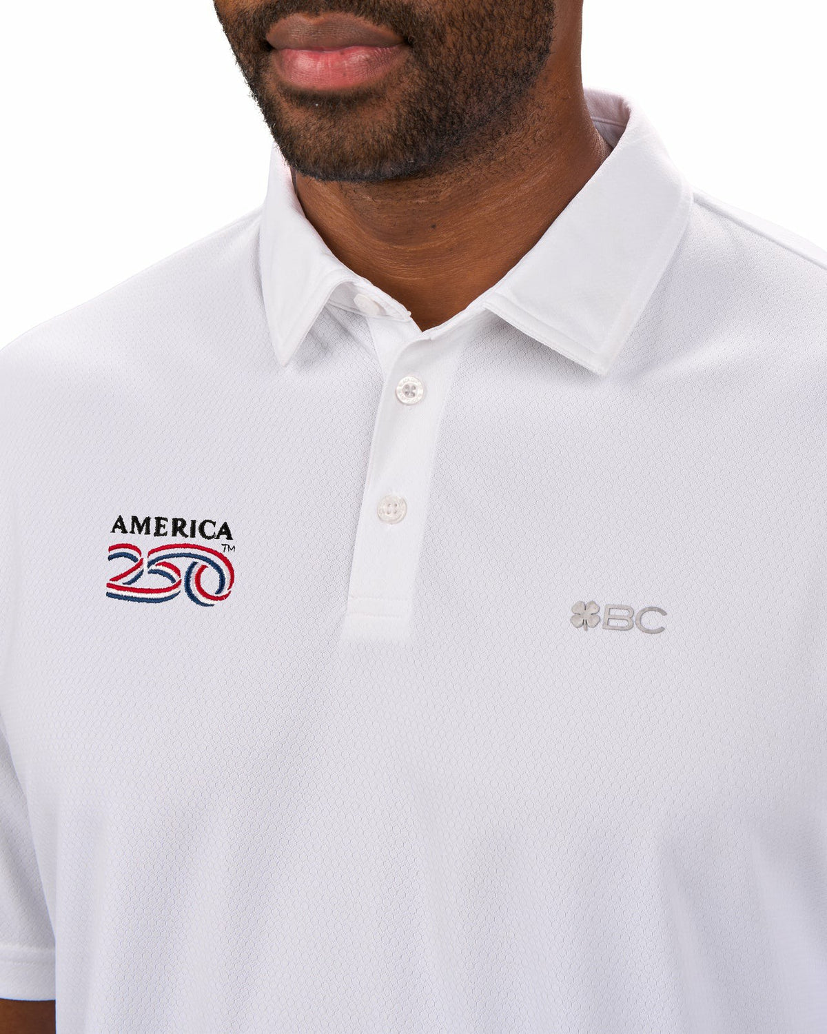 Men's Solid White Golf Polo - America 250th Edition