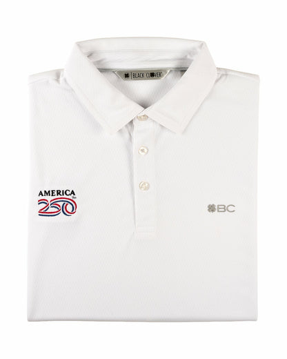 Men's Solid White Golf Polo - America 250th Edition