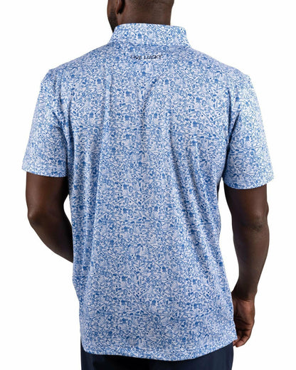 Men's Blue Baseball Themed Polo for Golf or Everyday Style