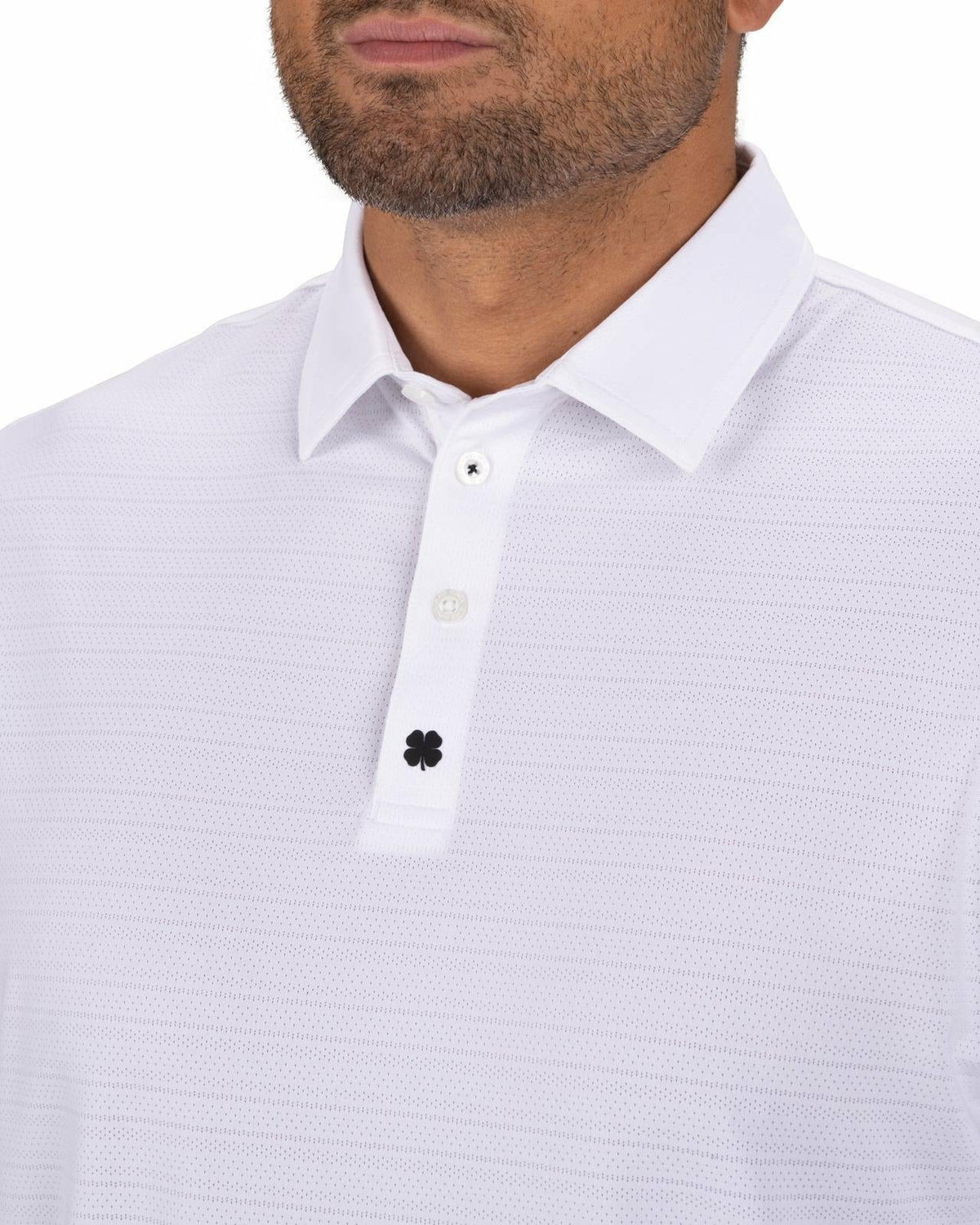 White Jacquard Textured Polo for Golf or Business