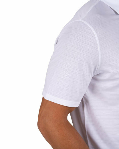 White Jacquard Textured Polo for Golf or Business