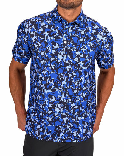 Modern Black and Blue Camo Patterned Golf or Business Polo