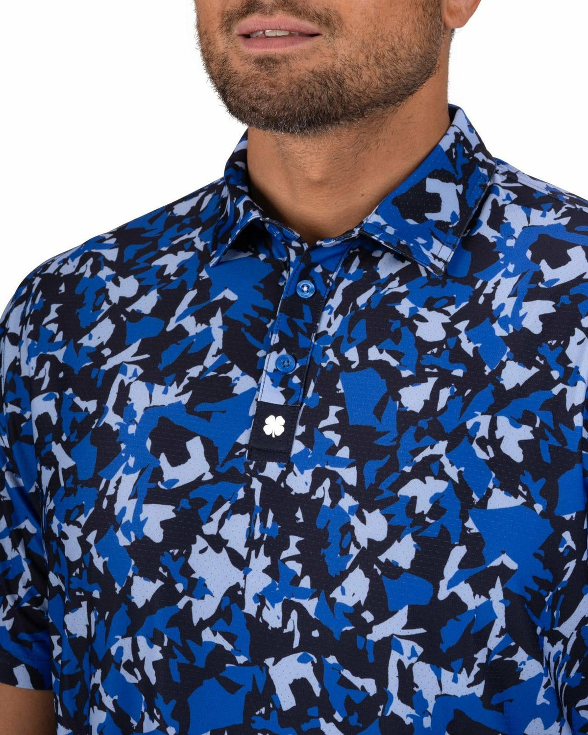 Modern Black and Blue Camo Patterned Golf or Business Polo