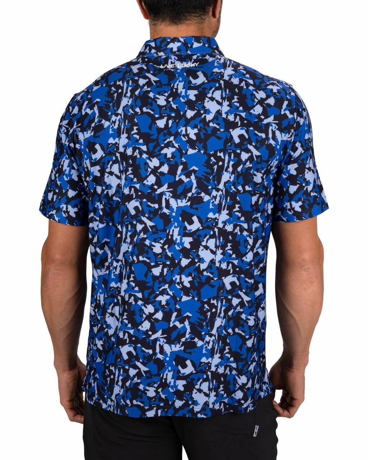 Modern Black and Blue Camo Patterned Golf or Business Polo
