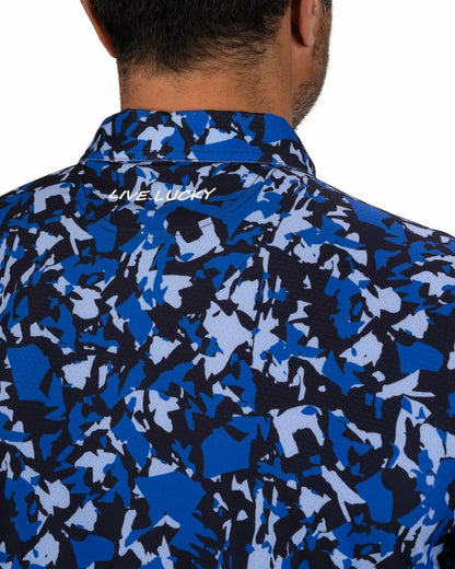 Modern Black and Blue Camo Patterned Golf or Business Polo