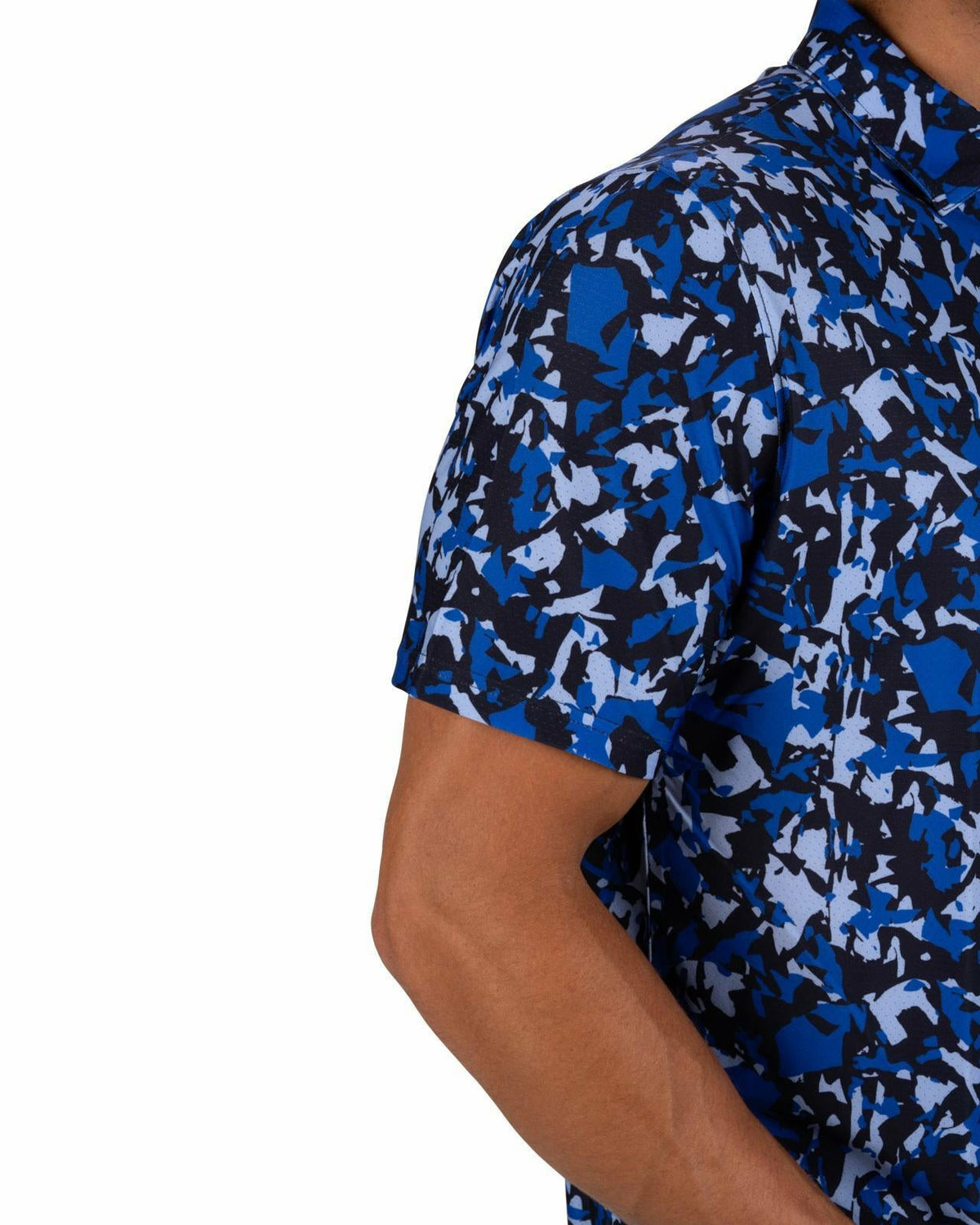 Modern Black and Blue Camo Patterned Golf or Business Polo