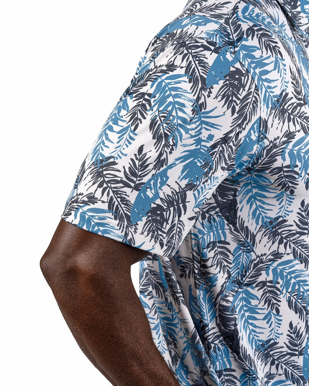 Blue and White Tropical Print Polo for Golf or Business