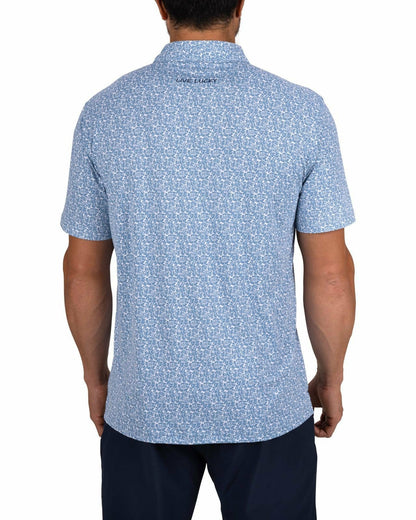 Men's Stylish Floral Teal Blue Polo for Golf or Business