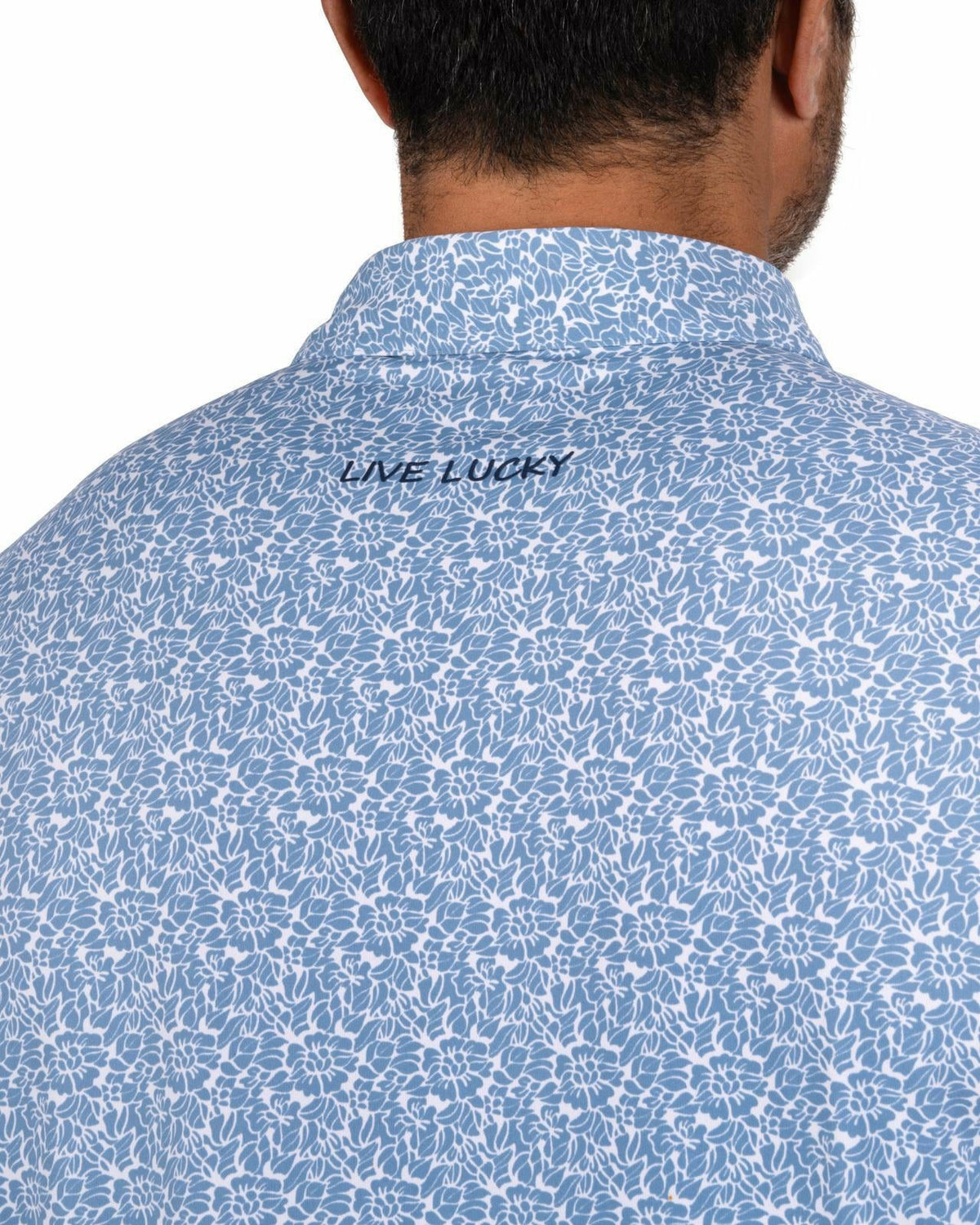 Men's Stylish Floral Teal Blue Polo for Golf or Business