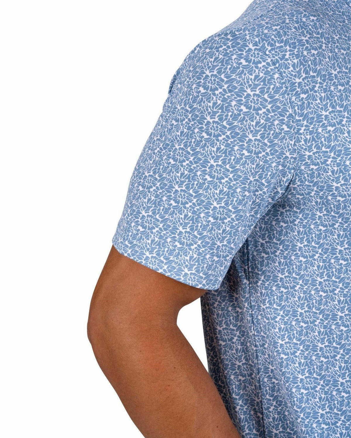 Men's Stylish Floral Teal Blue Polo for Golf or Business