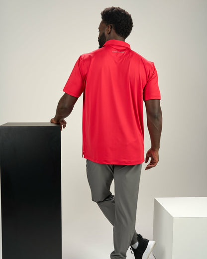 Men's Red Soft Performance Polo for Golf or Business