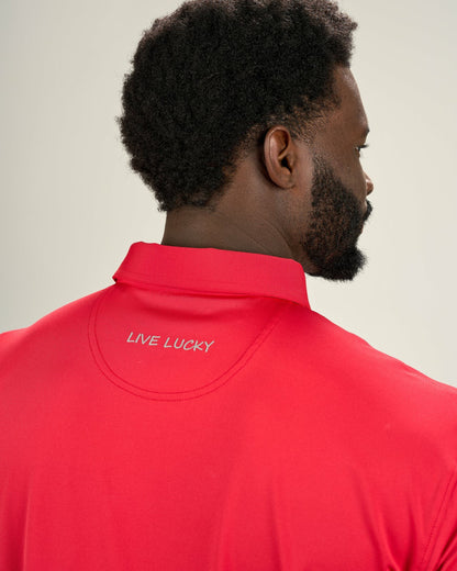 Men's Red Soft Performance Polo for Golf or Business