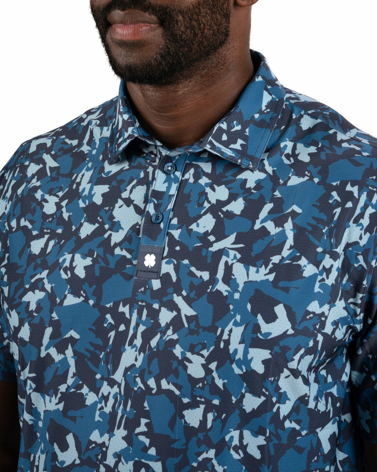 Modern Black and Blue Camo Patterned Golf or Business Polo