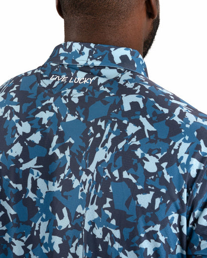 Modern Black and Blue Camo Patterned Golf or Business Polo