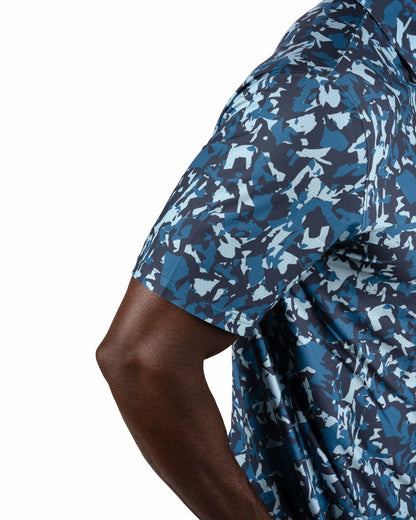 Modern Black and Blue Camo Patterned Golf or Business Polo