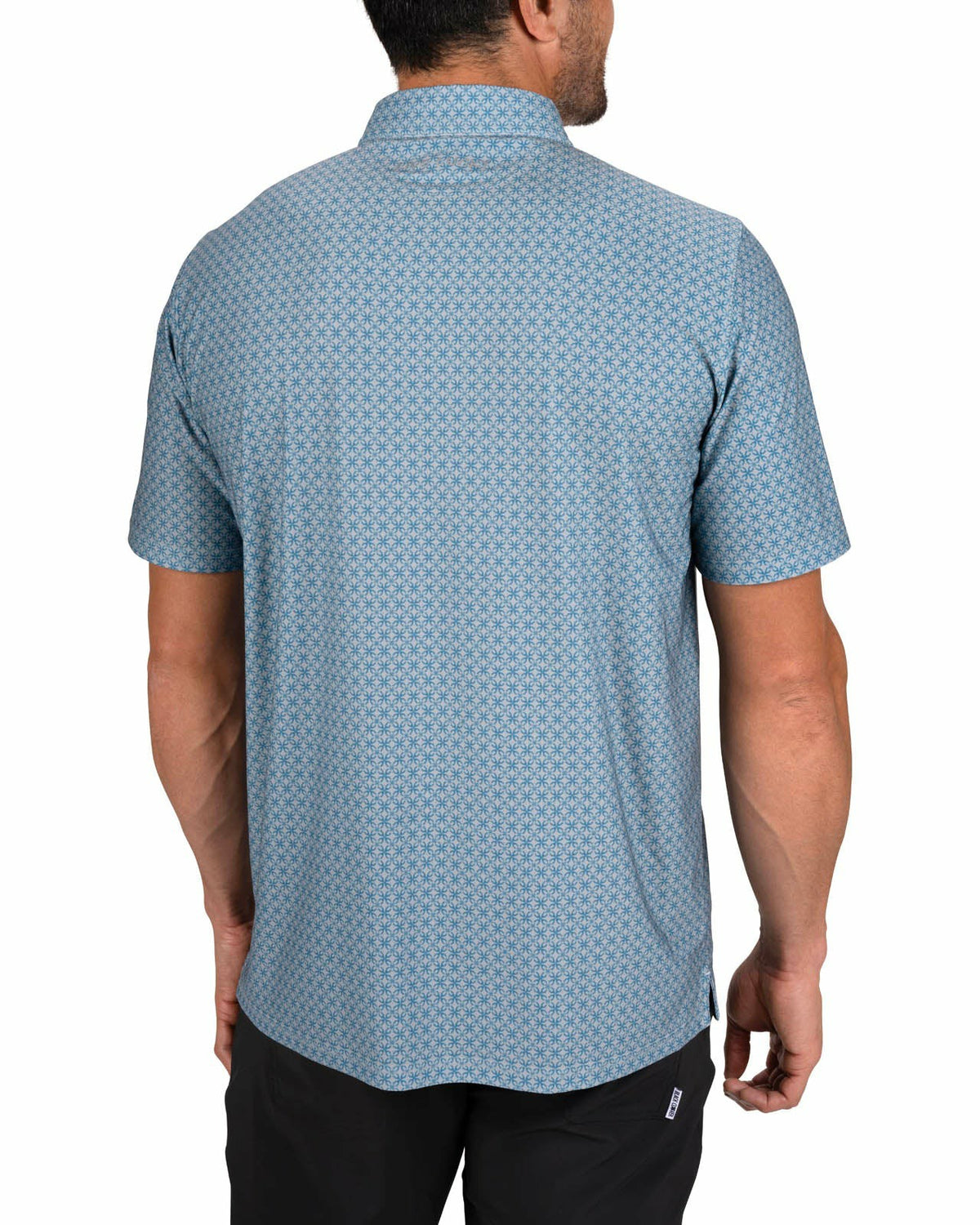 Men's Teal Blue Golf Polo with Floral Pattern