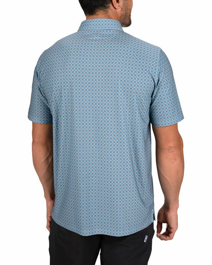Men's Teal Blue Golf Polo with Floral Pattern