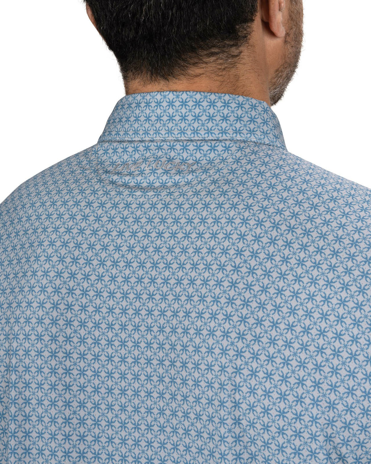 Men's Teal Blue Golf Polo with Floral Pattern