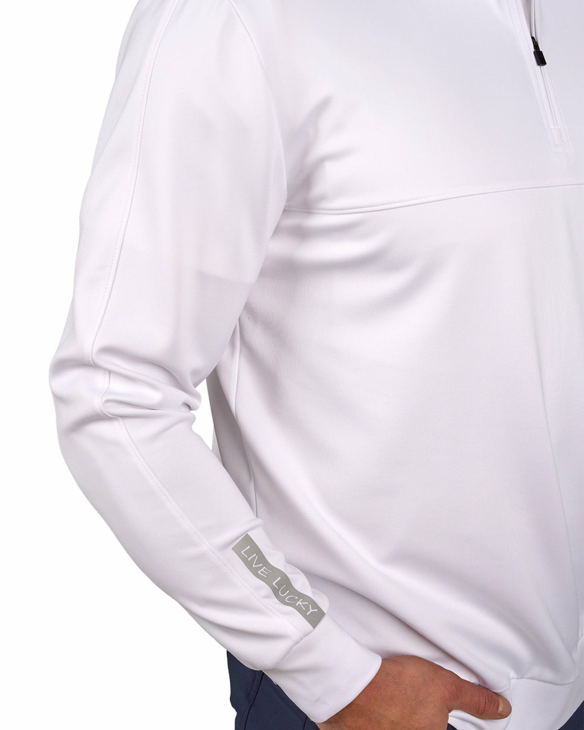 Men's Athletic White Quarter-Zip Hoodie