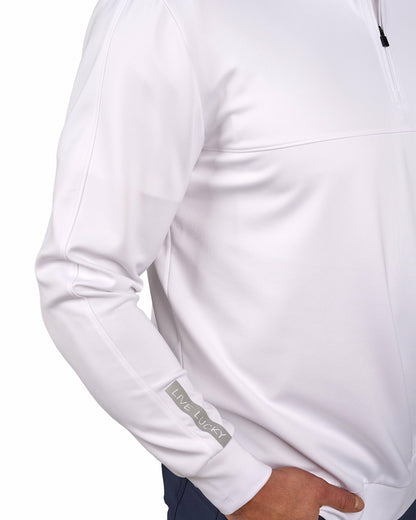 Men's Athletic White Quarter-Zip Hoodie