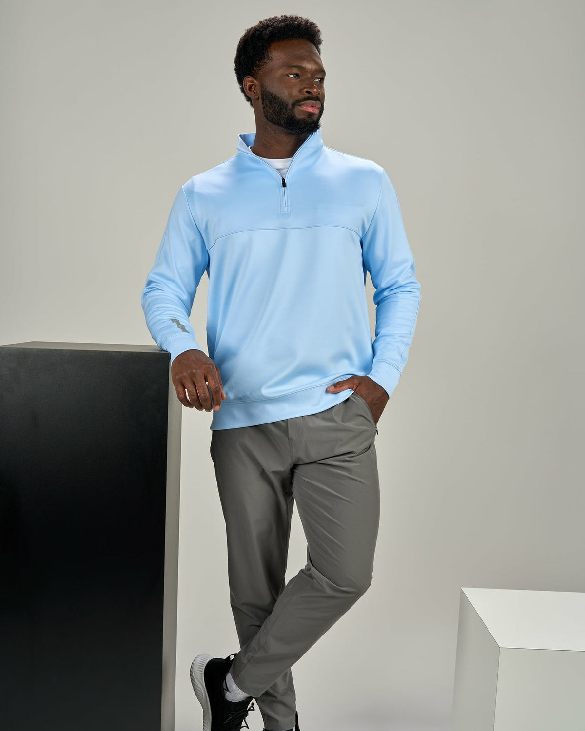 Men's Athletic Blue Quarter-Zip Hoodie