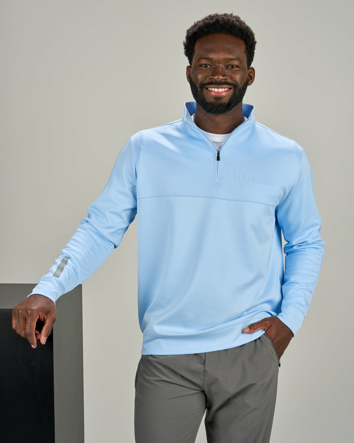 Men's Athletic Blue Quarter-Zip Hoodie