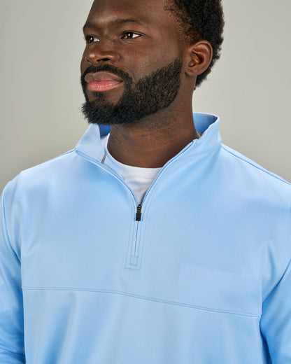 Men's Athletic Blue Quarter-Zip Hoodie