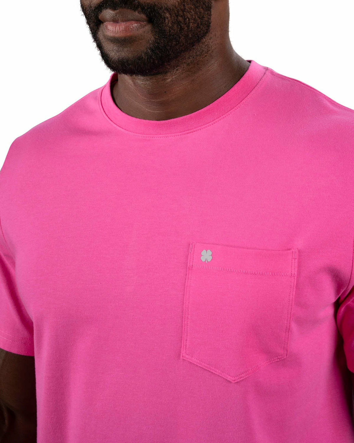Luxury Short-Sleeved Bright Pink Men's Pocket Tee