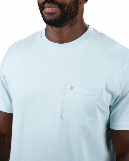 Luxury Short-Sleeved Mint Green Men's Pocket Tee