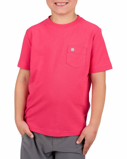Lightweight Luxury Short-Sleeved Pink Kids' Pocket Tee For Golf or Play
