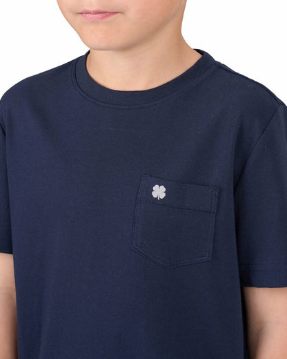 Lightweight Luxury Short-Sleeved Navy Blue Kids' Pocket Tee For Golf or Play
