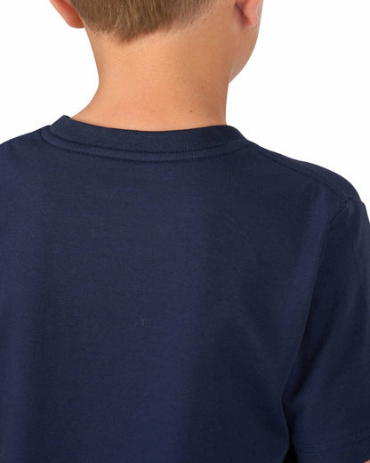 Lightweight Luxury Short-Sleeved Navy Blue Kids' Pocket Tee For Golf or Play