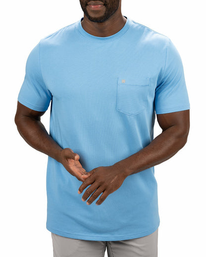 Lightweight Luxury Short-Sleeved Blue Men's Pocket Tee