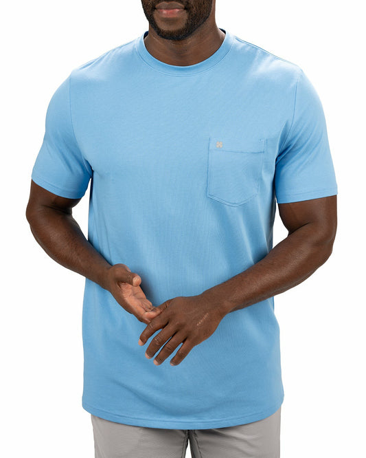 Lightweight Luxury Short-Sleeved Blue Men's Pocket Tee