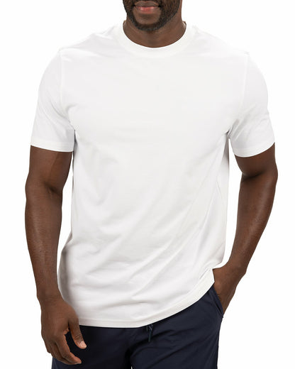 Poly Slub Stretch Short Sleeve White T-Shirt