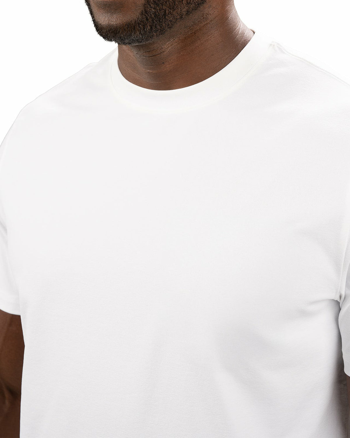 Poly Slub Stretch Short Sleeve White T-Shirt