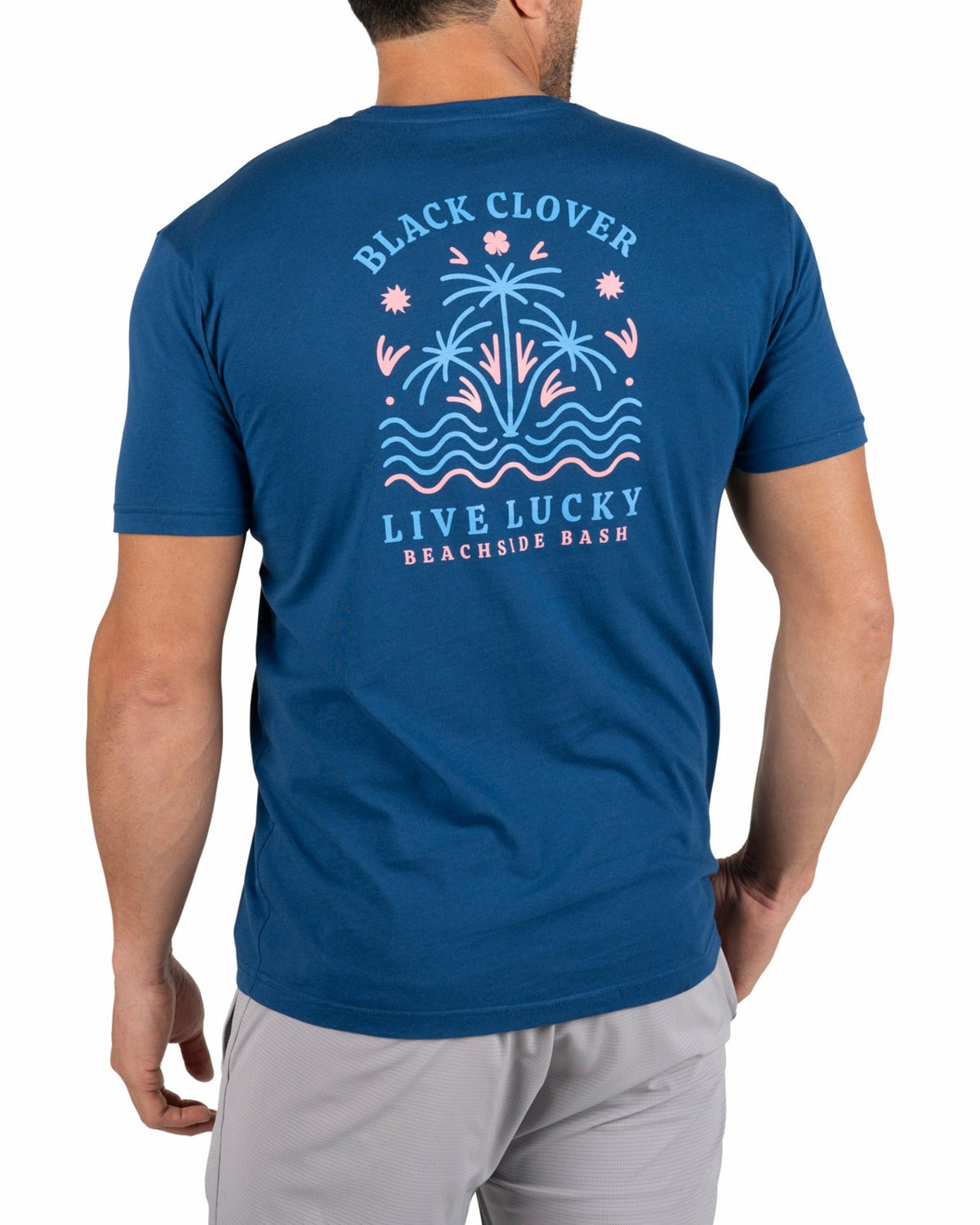 Tropical Men's Blue Graphic Tee with Beach Logo