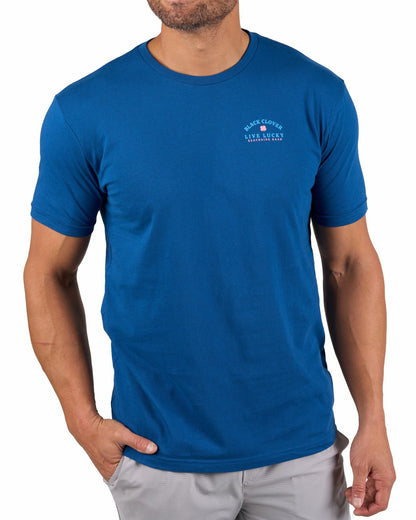 Tropical Men's Blue Graphic Tee with Beach Logo