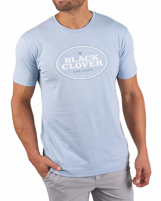 Super Soft Men's Blue Graphic Tee with Black Clover Logo