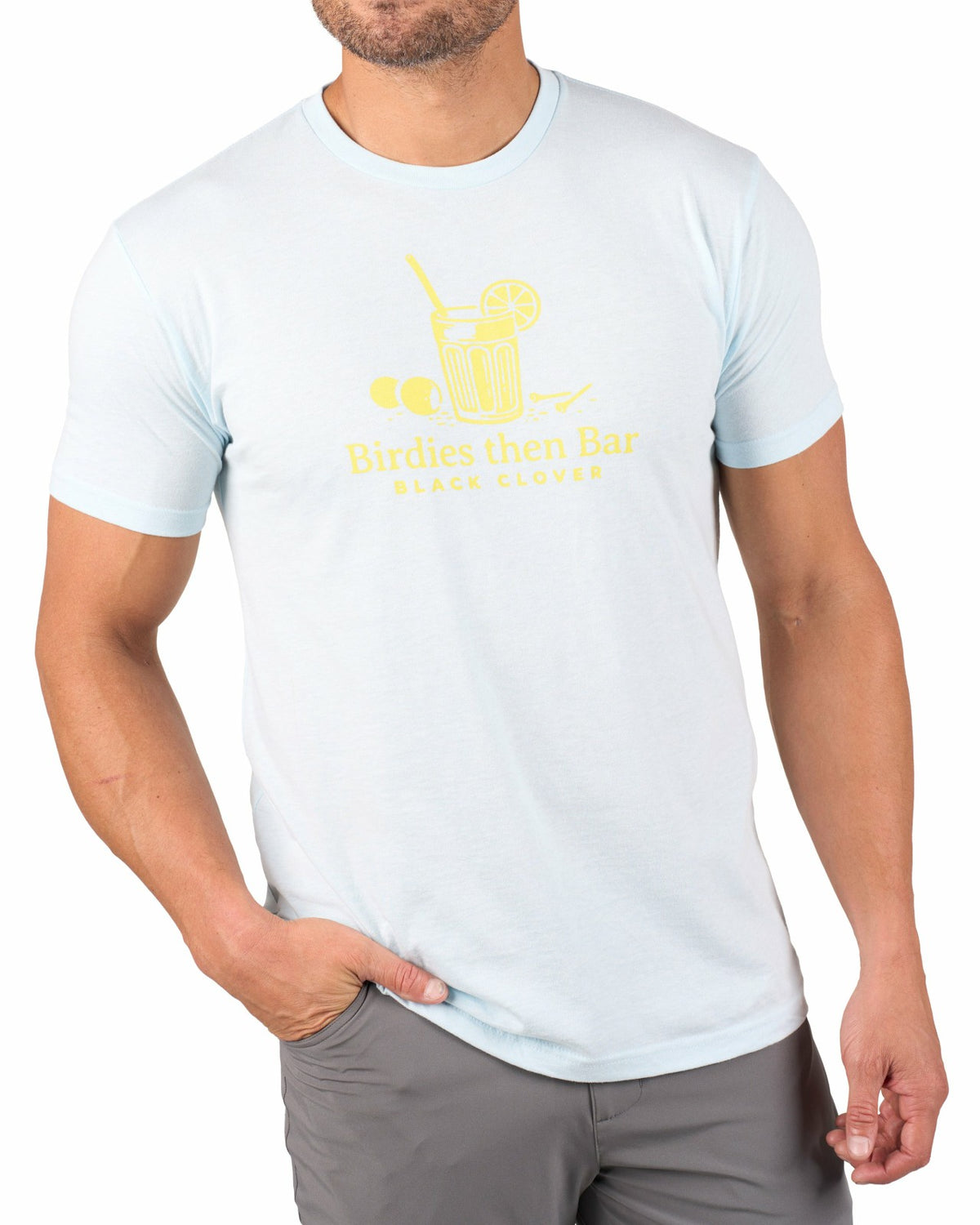 Playful Men's Blue and Yellow Graphic Tee for Golf