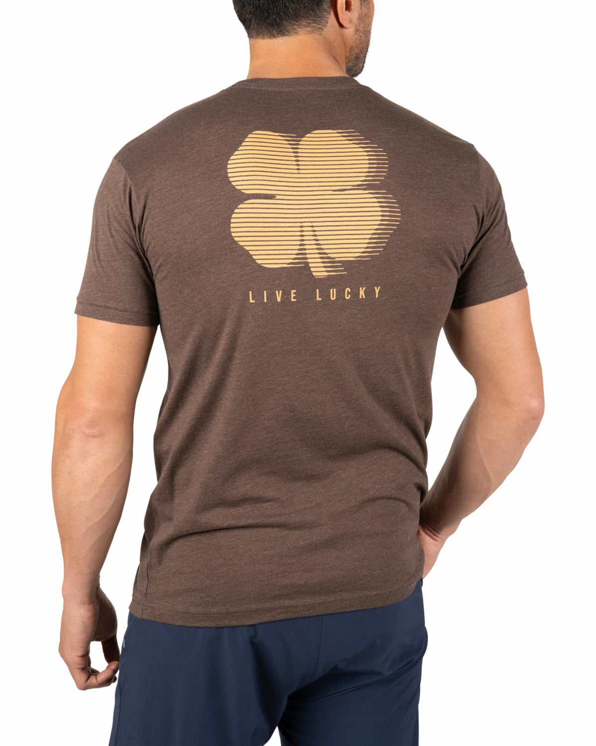Super Soft Men's Brown Graphic Tee with Orange Blur Clover